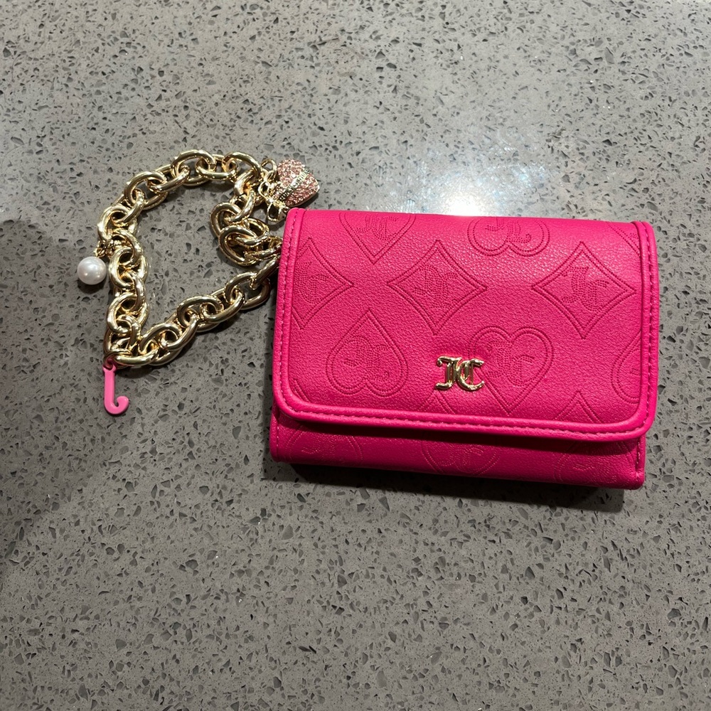 NWOT Juicy Couture Hot Pink Wallet with Gold Chain